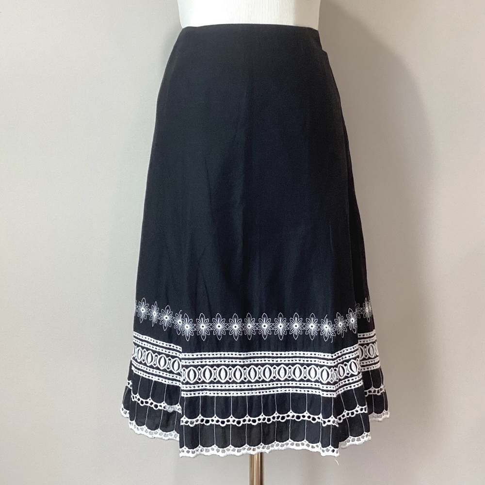Nine West Embroidered Fit and Flare A-line Skirt - 6P